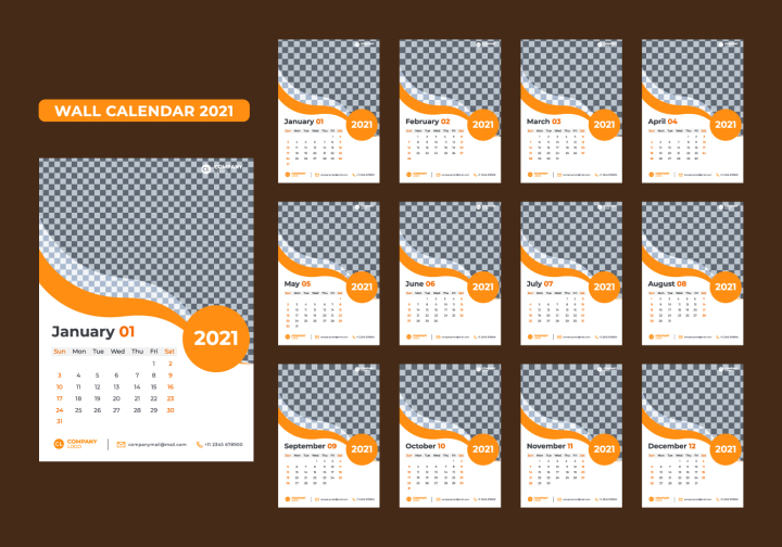 12 Month Calendar Template 2021