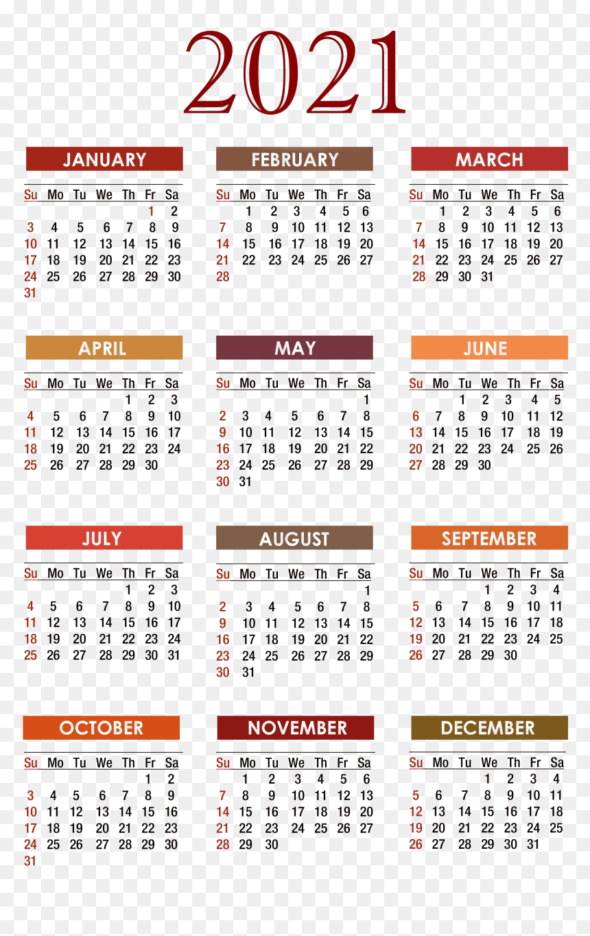 2021 Calendar Transparent Background