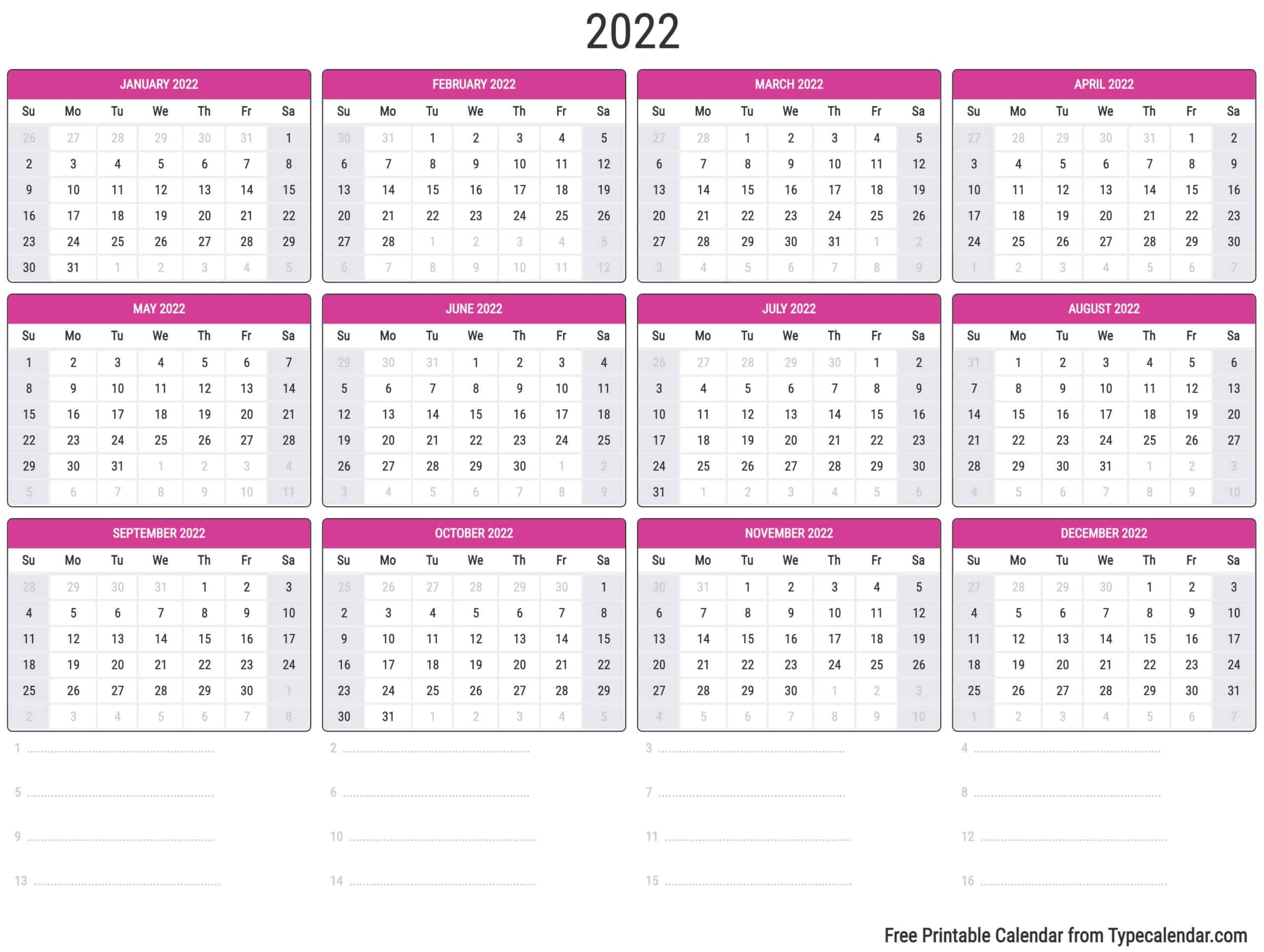 2022 Calendar Images