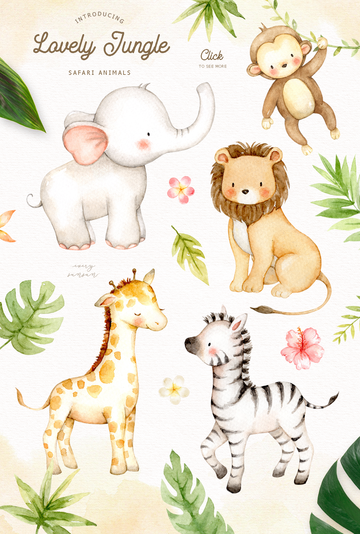 Baby Safari Animals Clipart
