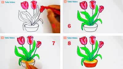 Cara Menggambar Sketsa Bunga Tulip
