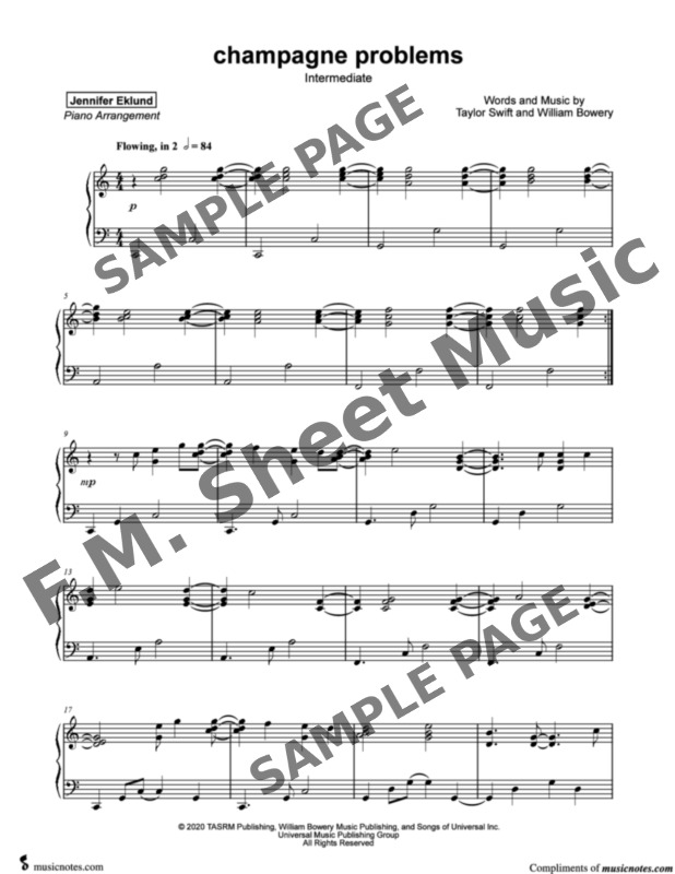 Champagne Problems Piano Sheet Music