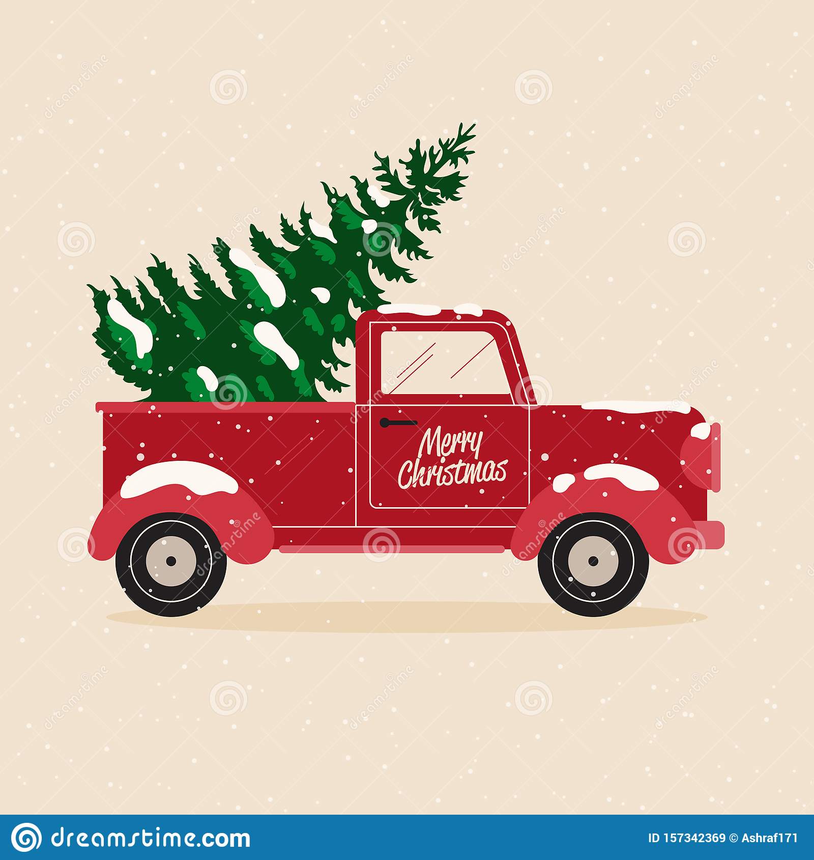 Christmas Tree In Truck Clipart