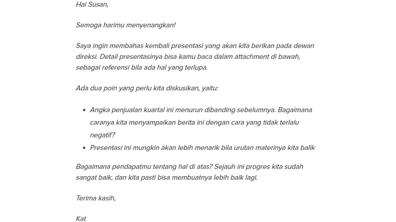 Contoh Email Formal Bahasa Indonesia