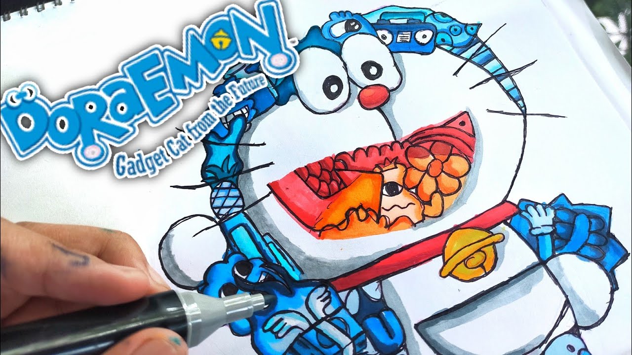 Contoh Gambar Doodle Doraemon