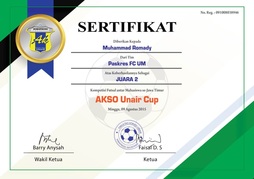Contoh Sertifikat Futsal