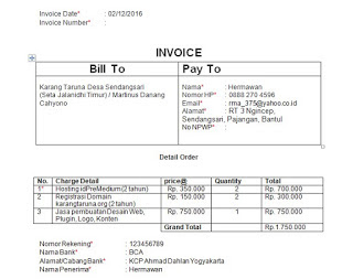 Contoh Tagihan Invoice