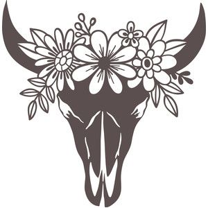 Cow Skull With Flowers Clipart