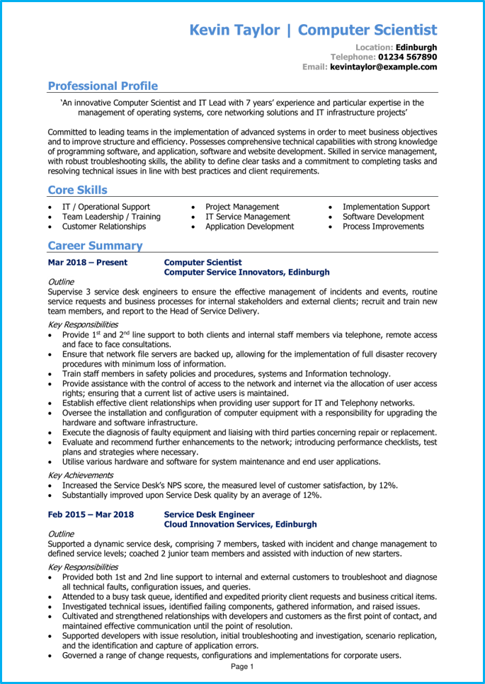 Cv Template For Computer Science Student