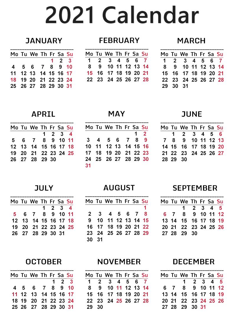Download Template Kalender 2021 Png