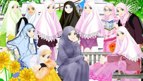 Foto Kartun Keluarga Muslimah