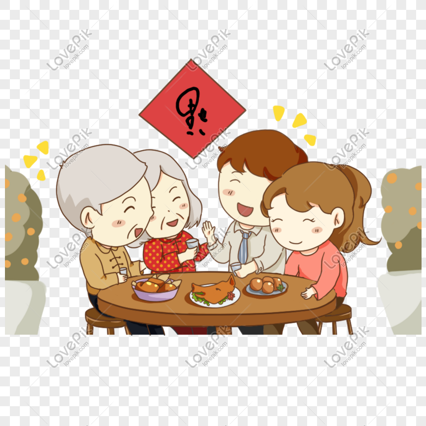 Gambar Animasi Makan Bersama Keluarga