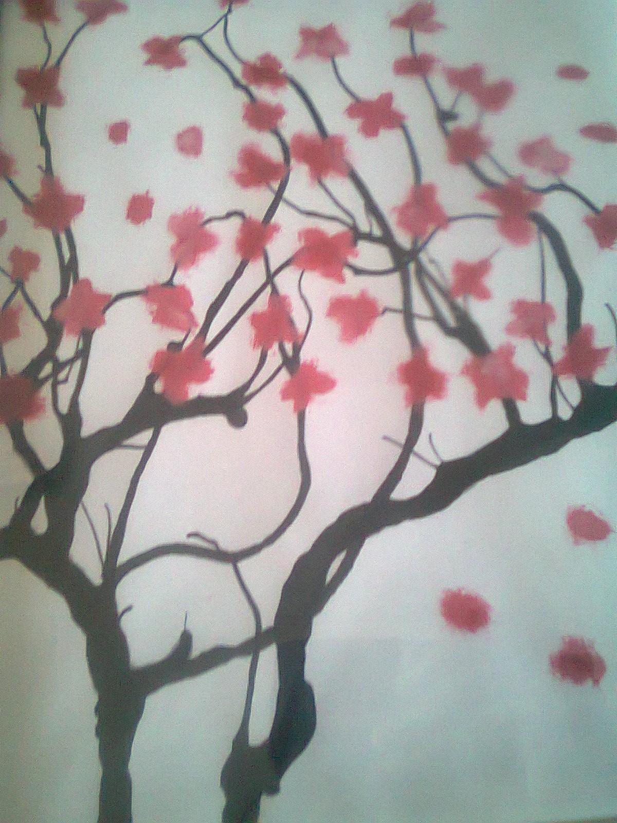 Gambar Bunga Sakura Dengan Pensil Warna
