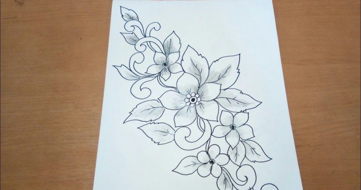 Gambar Hiasan Bunga Sketsa