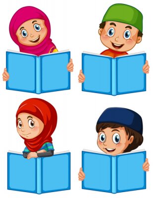 Gambar Kartun Anak Sekolah Muslim
