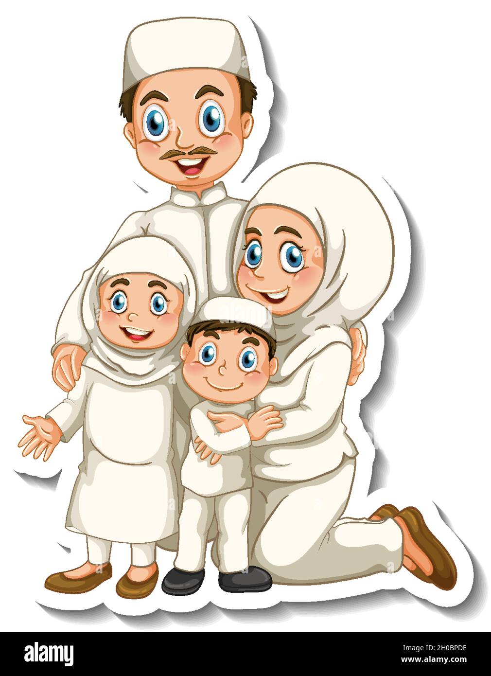 Gambar Kartun Keluarga Muslim Bahagia