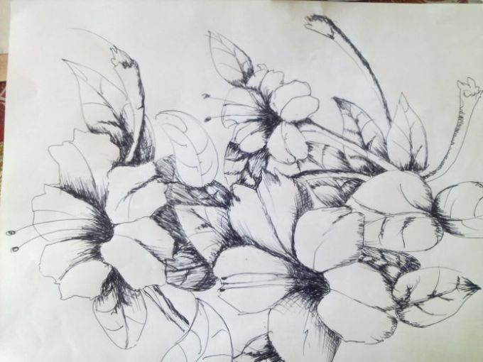 Gambar Lukisan Bunga Pensil