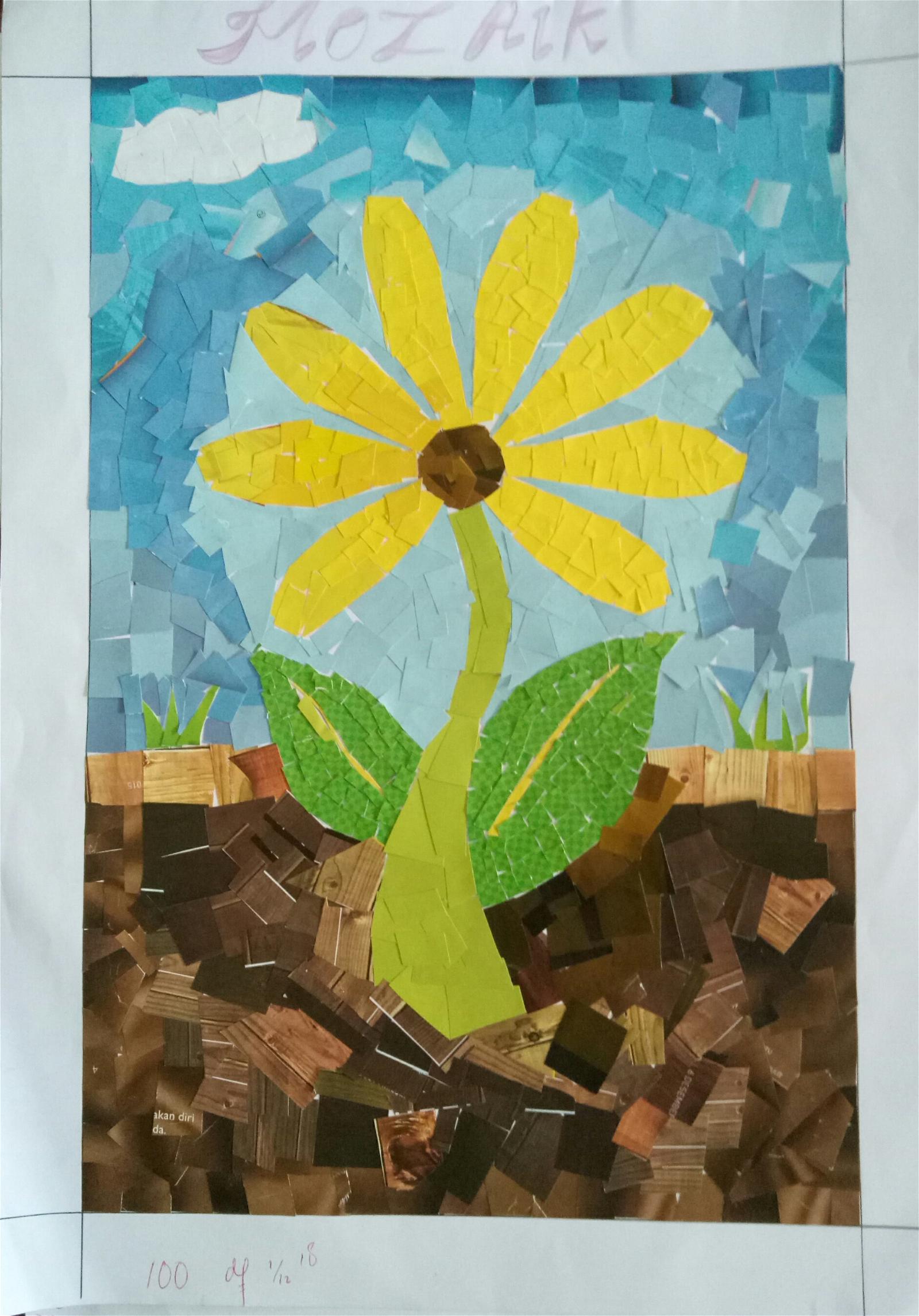 Gambar Mozaik Bunga Matahari Dari Kertas Origami