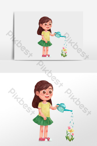 Gambar Orang Menyiram Bunga Kartun
