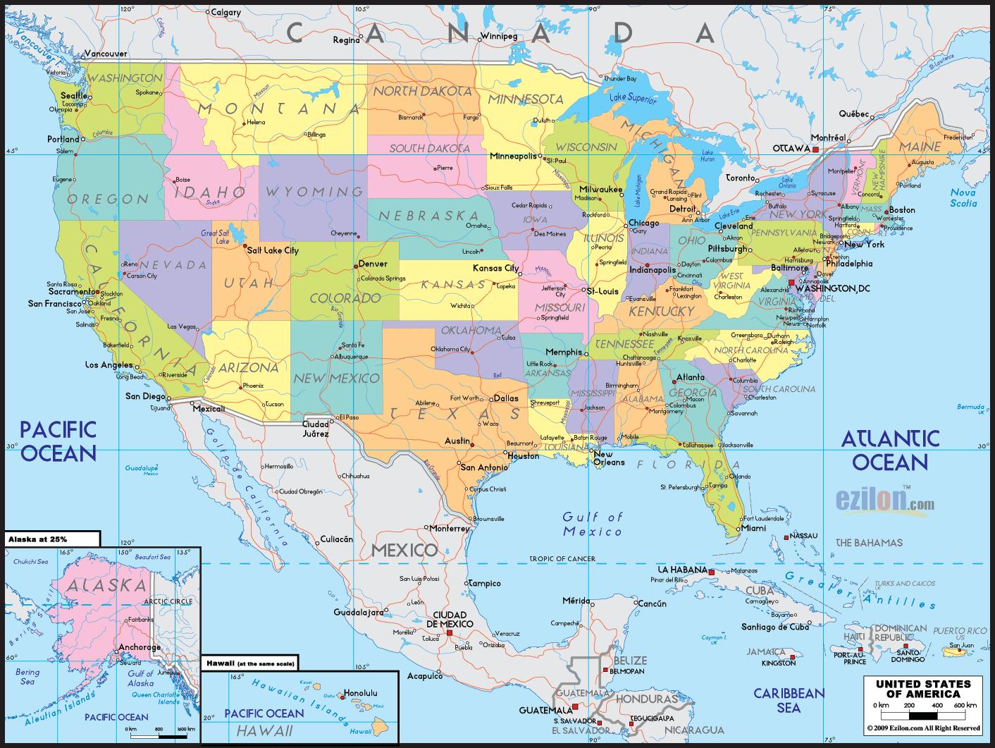 Gambar Peta Amerika Serikat