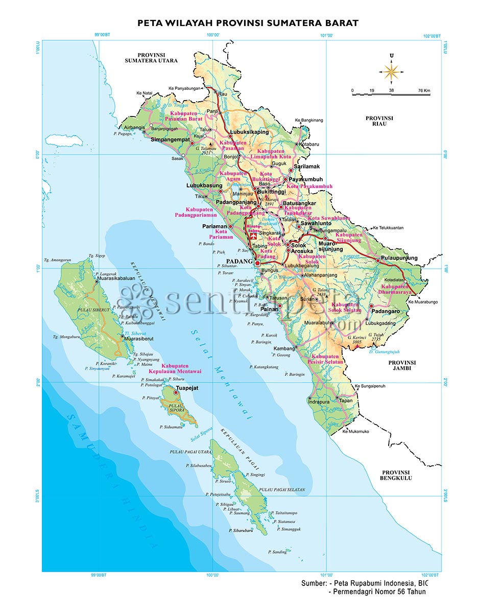 Gambar Peta Provinsi Sumatra Barat