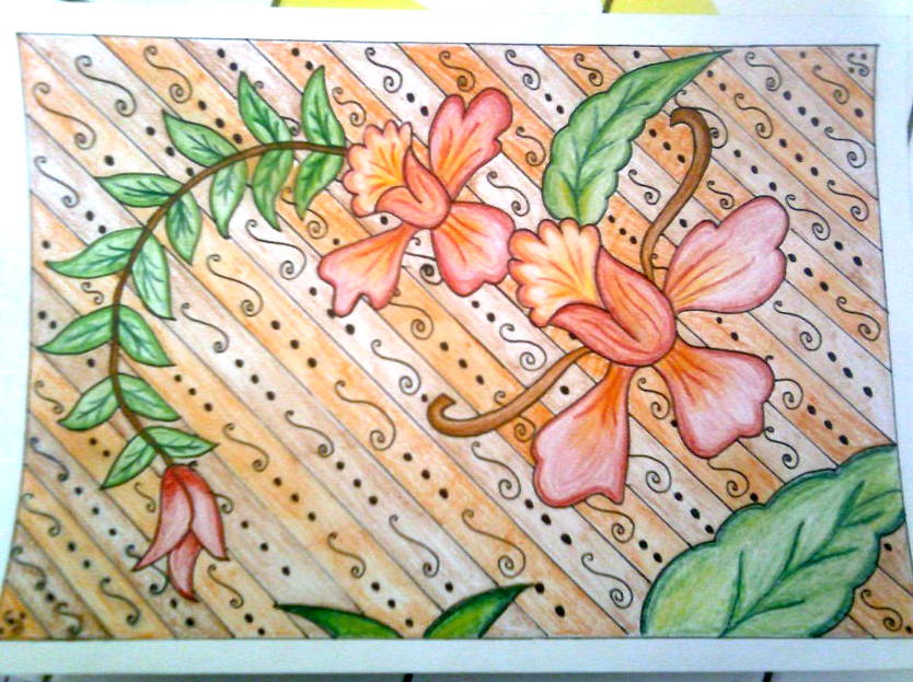 Gambar Sketsa Batik Bunga Mudah