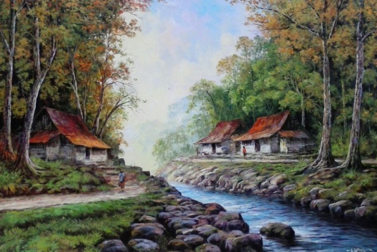 Gambar Sungai Keren Lukisan