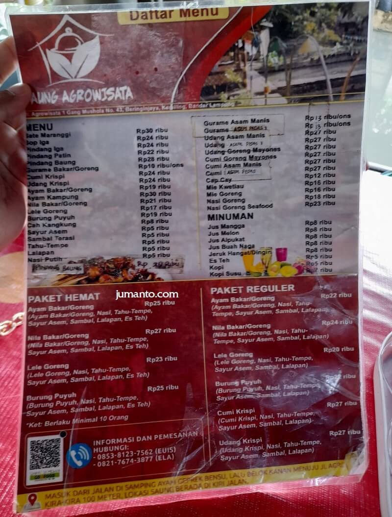 Harga Menu Makanan Di Rumah Kayu Bandar Lampung