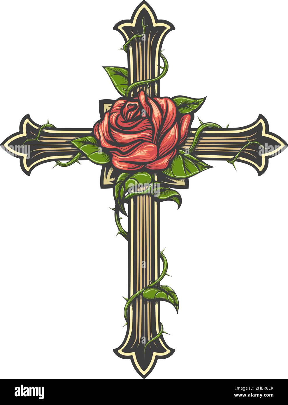 Kreuz Mit Rose Tattoo Klein