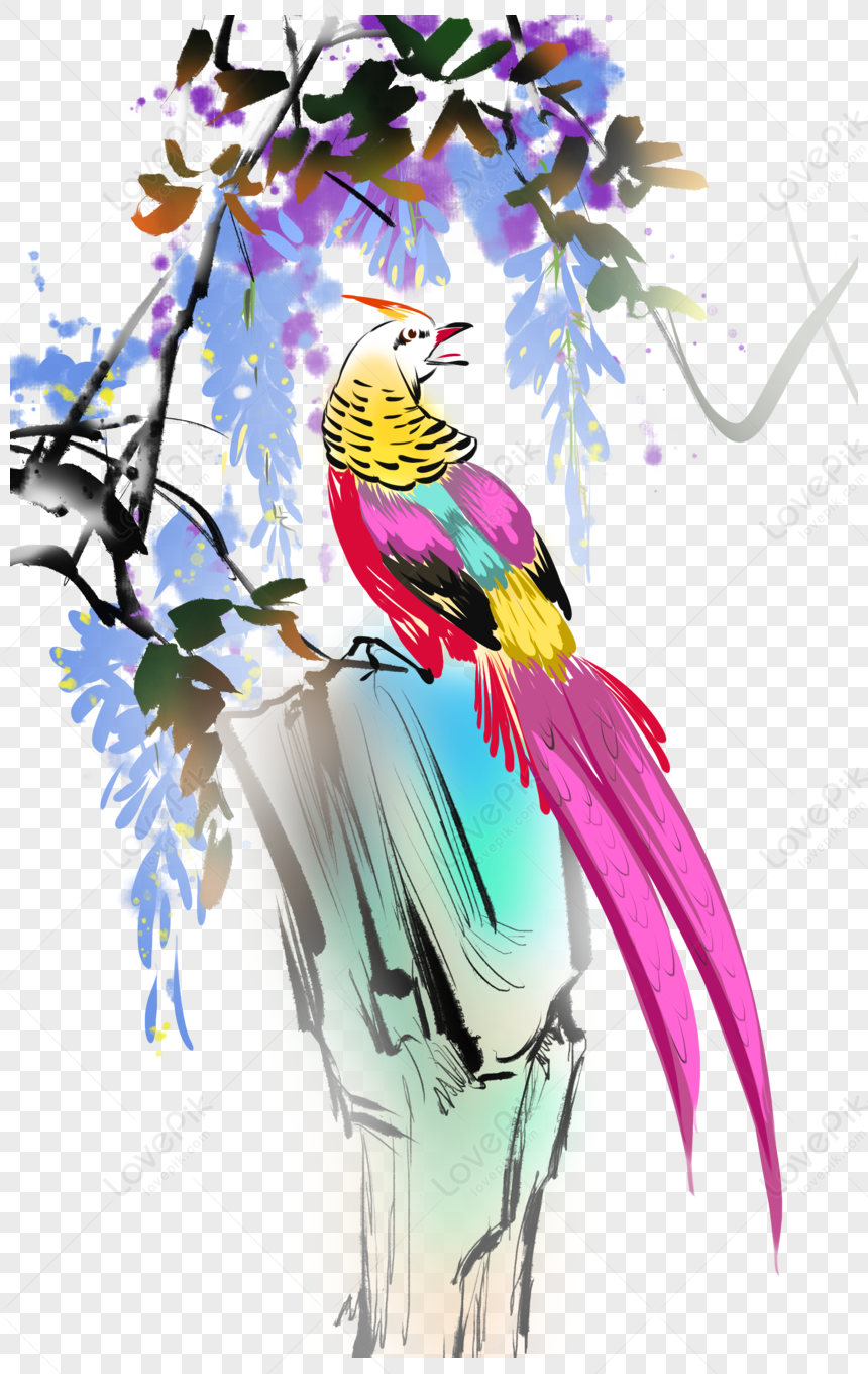 Lukisan Burung Dan Bunga