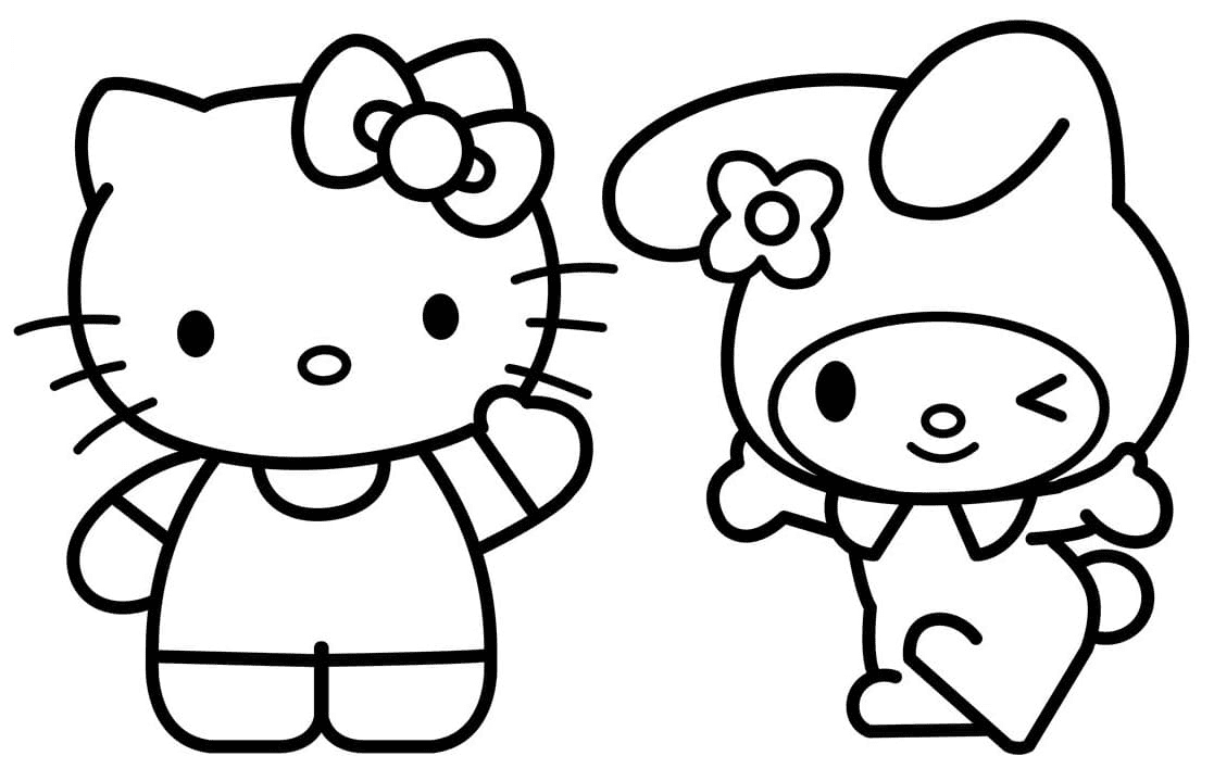 Mewarnai Gambar Hello Kitty Dan Melody