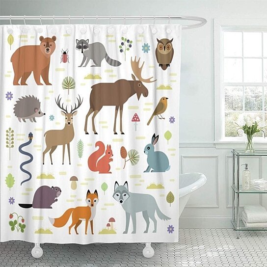 Moose And Bear Shower Curtains