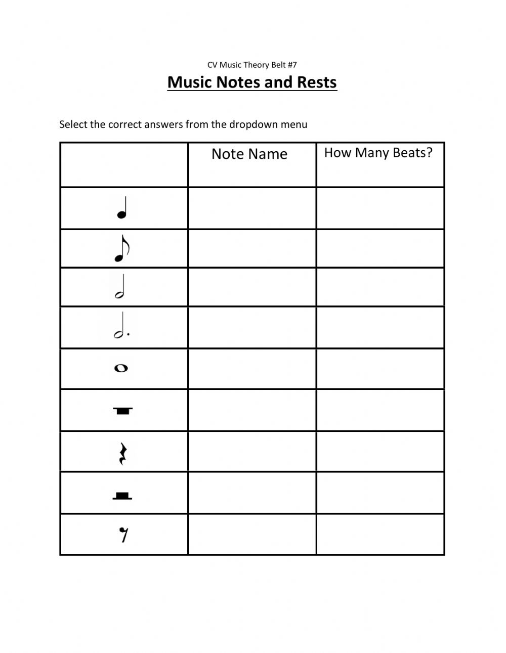 Music Notes Names And Pictures