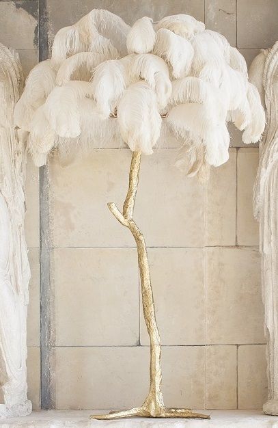 Ostrich Feather Palm Tree Lamp