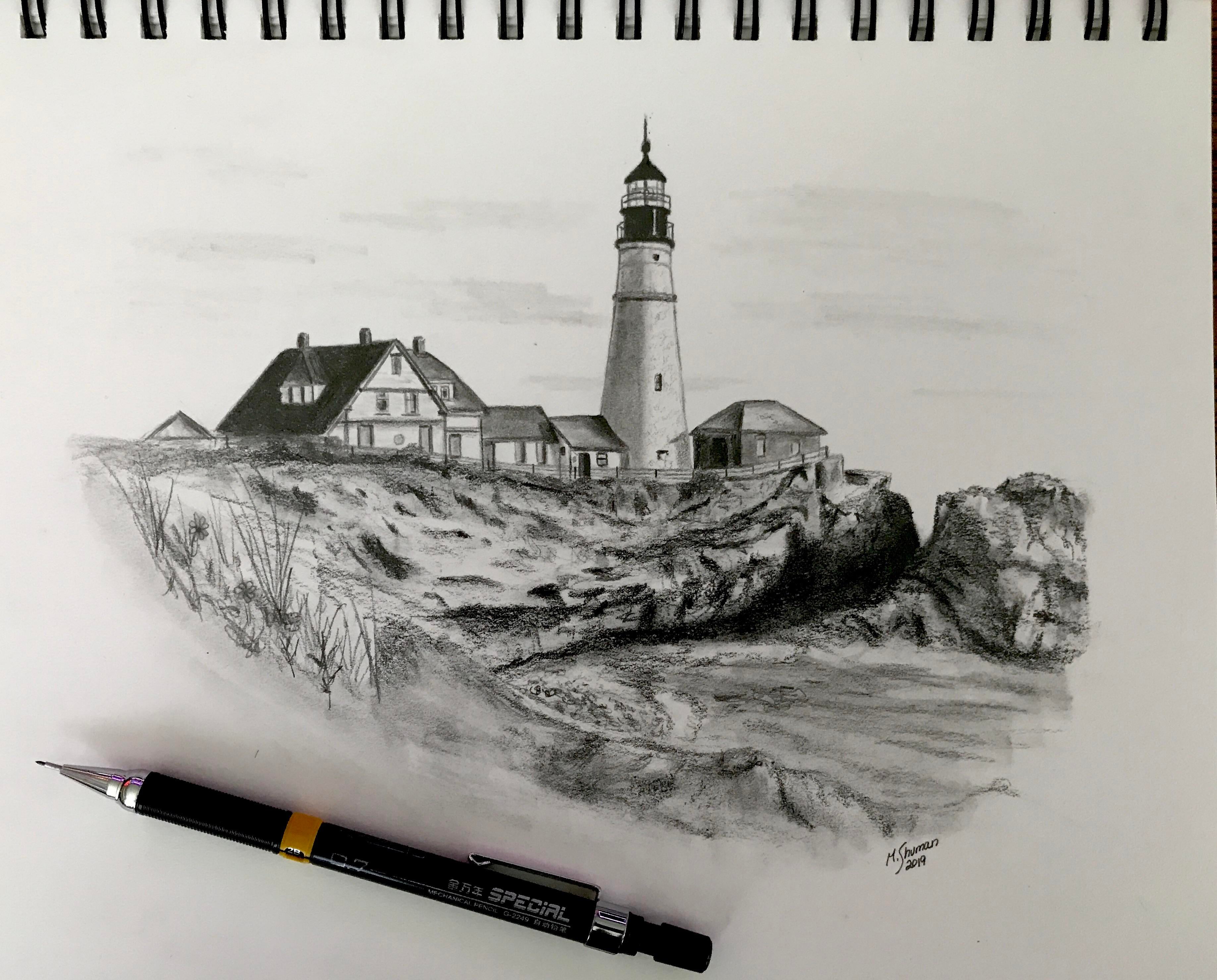 Pencil Sketch Of Lighthouse