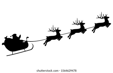 Santa Sleigh With Reindeer Silhouette