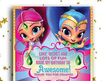 Shimmer And Shine Birthday Card Template