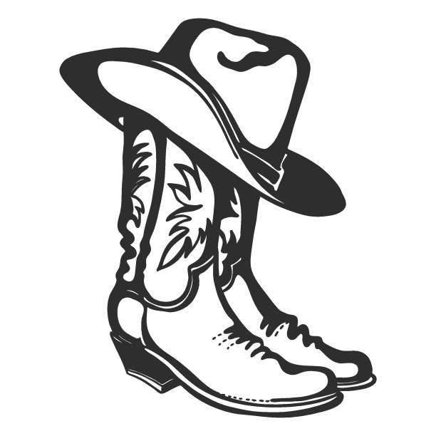 Silhouette Cowboy Boots And Hat Clipart