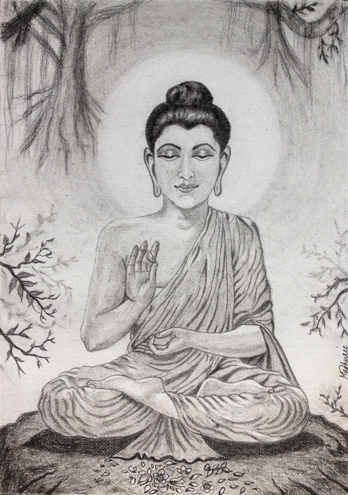 Sketch Buddha Pencil Drawing