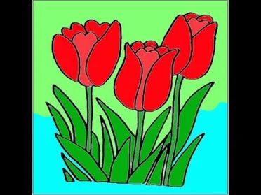 Sketsa Bunga Tulip Berwarna
