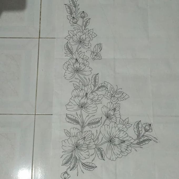 Sketsa Motif Batik Tulis Bunga