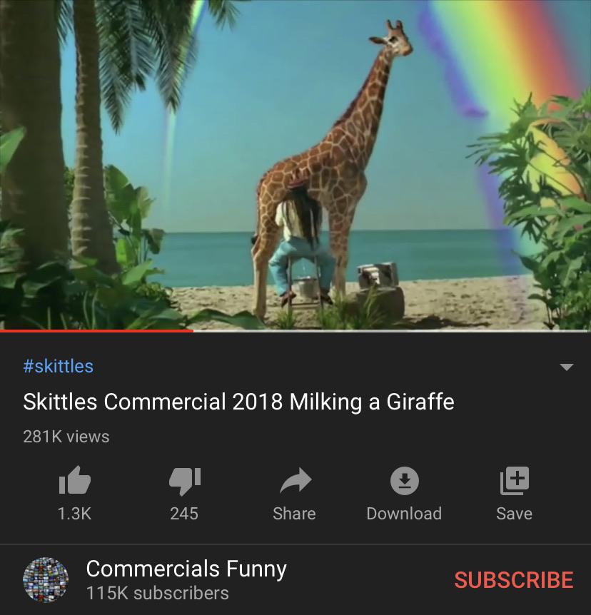 Skittles Giraffe Commercial 2018