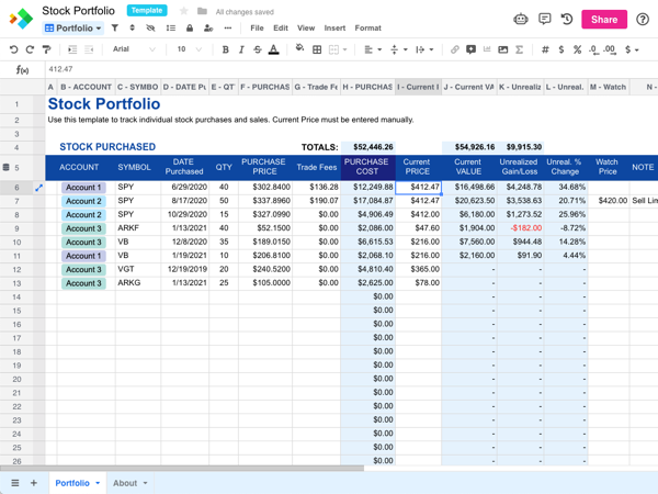 Stock Analysis Excel Template Free