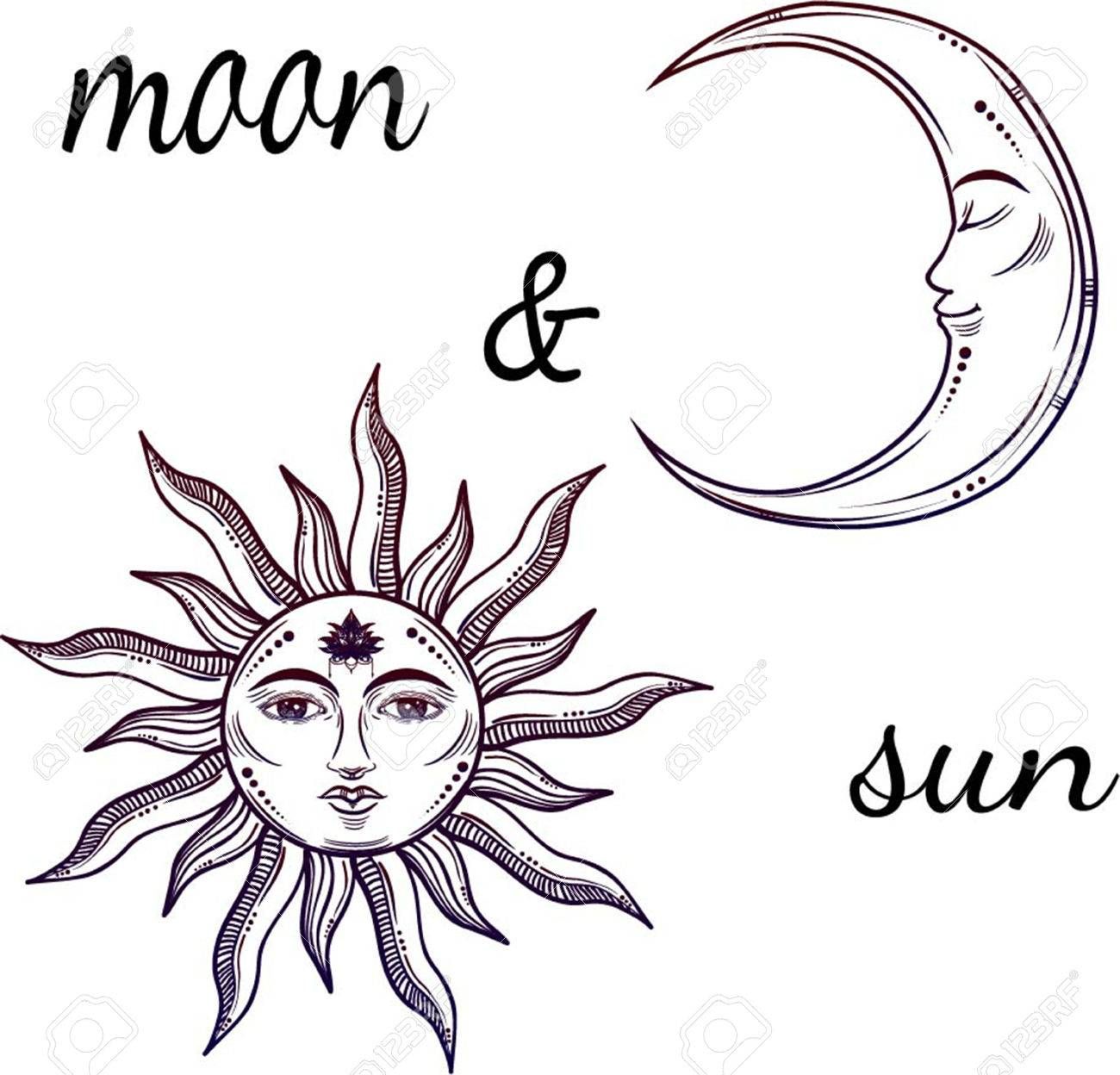 Sun And Moon Face Drawing