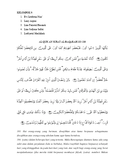 Surat Al Baqarah Ayat 184 Beserta Artinya
